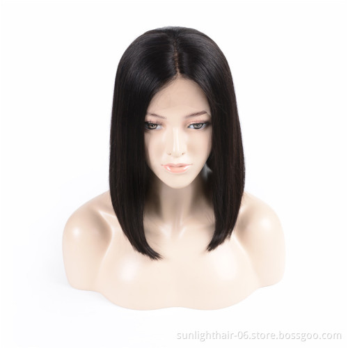 Sunlight Virgin Aligned Cuticle Brazilian Human Hair Short Wavy silky straight Bob Lace Front Frontal Wig